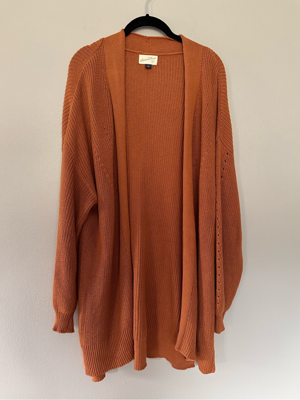 Universal Thread Burnt Orange Textured Knit Open Front Cardigan XL